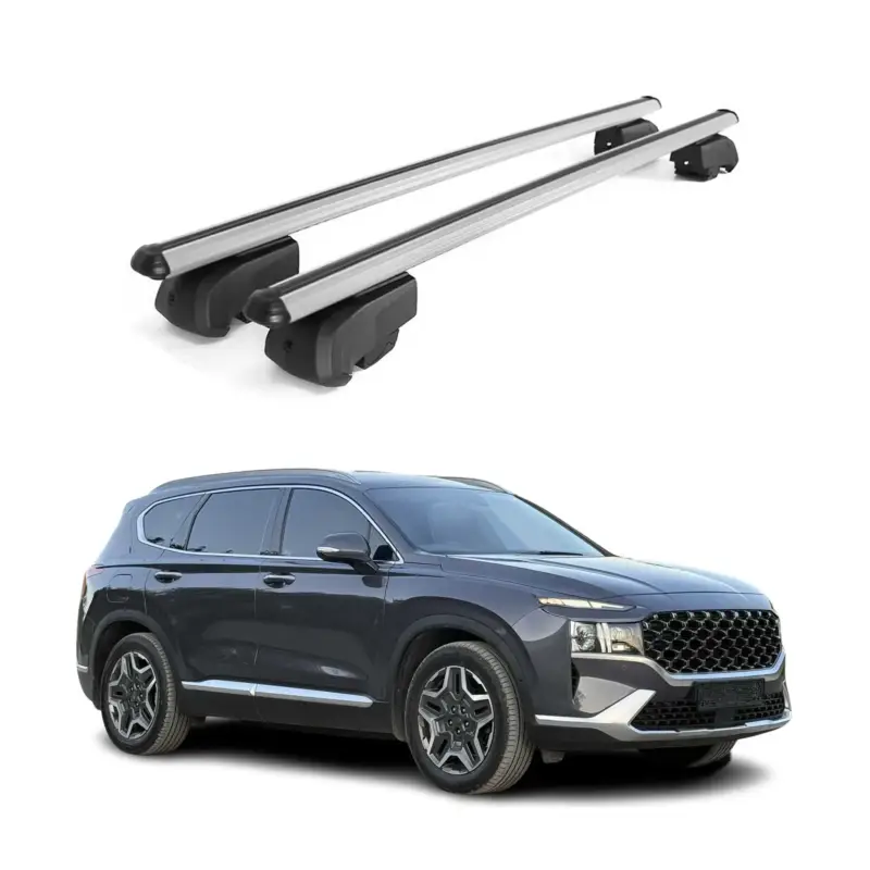 Dachträger Gepäckträger für Hyundai Santa Fe 2019-2021 ABE Aluminium Grau 2x Aktuell