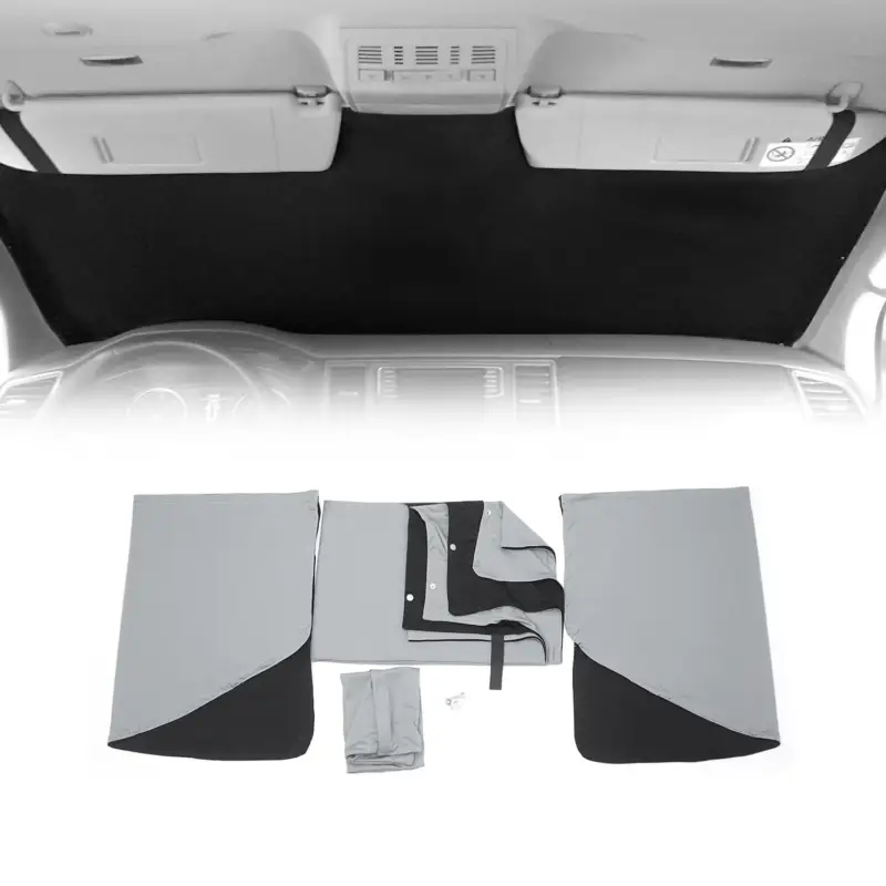 Online Kaufen Frontscheibe Gardinen Maß Vorhänge für Peugeot Boxer 2006-2021 Grau Schwarz 3tlg