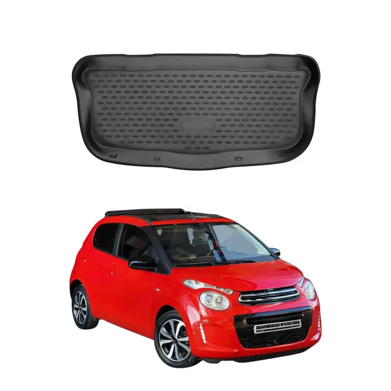Preis Gesenkt Kofferraummatte Kofferraumwanne für Citroen C1 2014-2022 Gummi TPE Schwarz