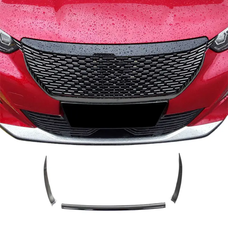 Kühlergrill Grillleisten für Peugeot 2008 2020-21 Edelstahl Dunkel Chrom 3tlg Bestseller