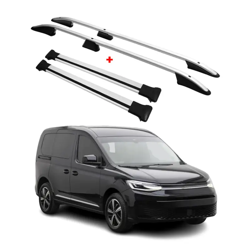 Dachreling + Dachträger SET für VW Caddy 2020-2026 Aluminium Silber 4x Neu