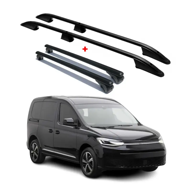 Billig Dachreling + Dachträger Satz für VW Caddy 2020-2026 L1 Kurzer Schwarz 4tlg