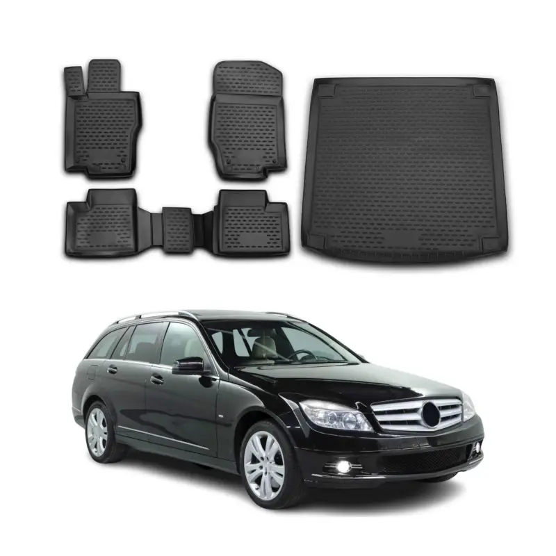 Fußmatten & Kofferraumwanne Set für Mercedes C Klasse S204 T-Model 2007-2014 TPE Schnäppchen