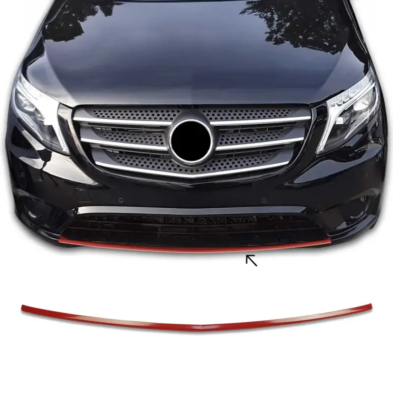 Nur Heute Kühlergrill Leisten Grillleisten für Mercedes Vito W447 2014-2019 Edelstahl Rot
