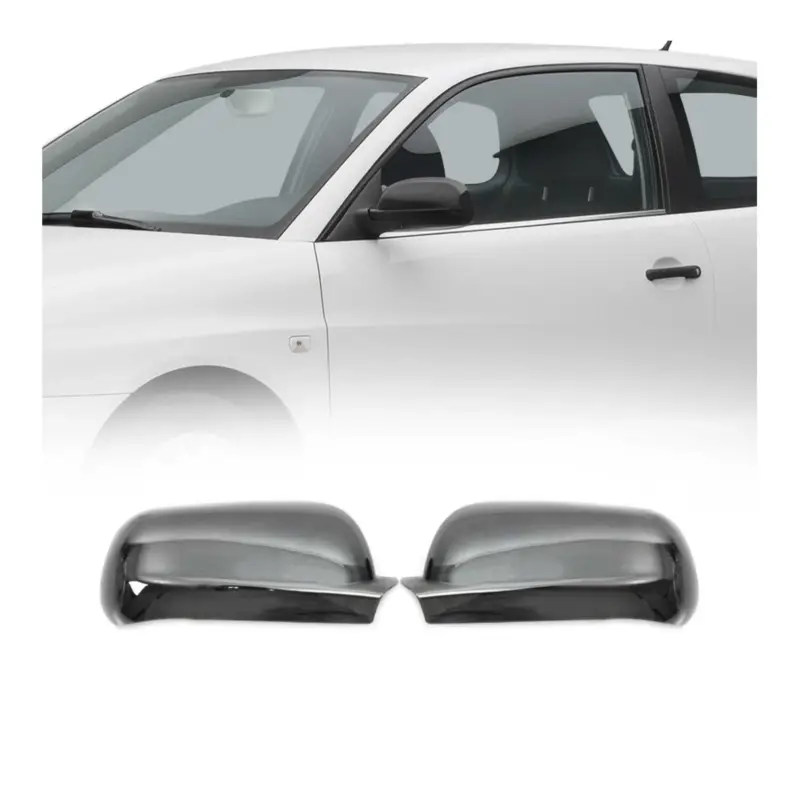 Zertifiziert Spiegelabdeckung Spiegelkappen für Seat Cordoba 6K 1999-2002 Dark Abs Chrom