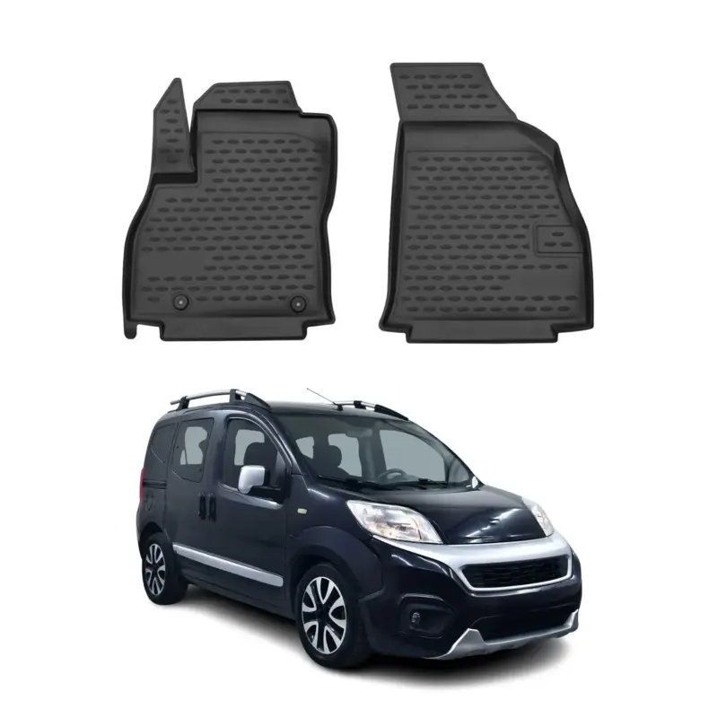 OMAC Gummimatten Fußmatten für Fiat Fiorino Qubo 2008-2021 TPE Matten Schwarz 2x Sonderaktion