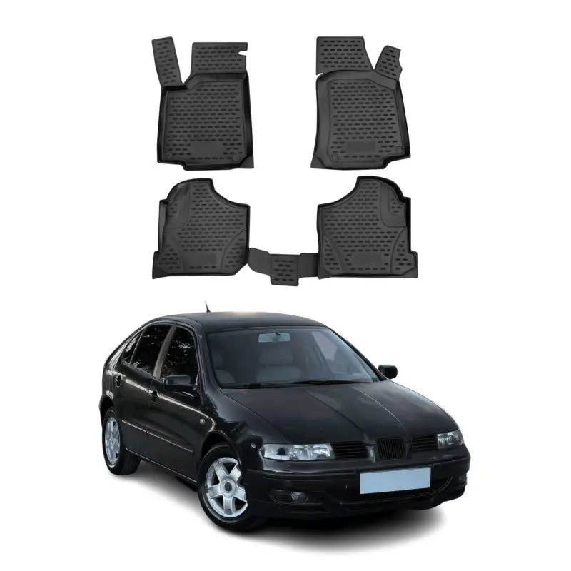 OMAC Gummimatten Fußmatten für Seat Leon 1999-2005 TPE Automatten Schwarz 4x Zertifiziert