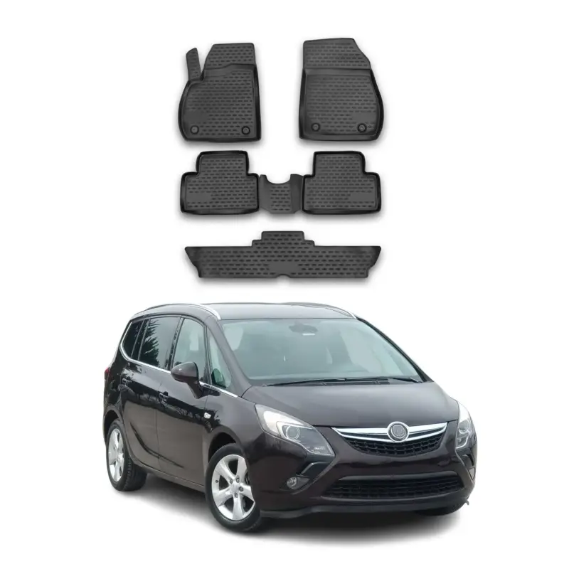OMAC Gummimatten Fußmatten für Opel Zafira C 2011-2019 7-Sitze TPE Schwarz 5x Preis Gesenkt