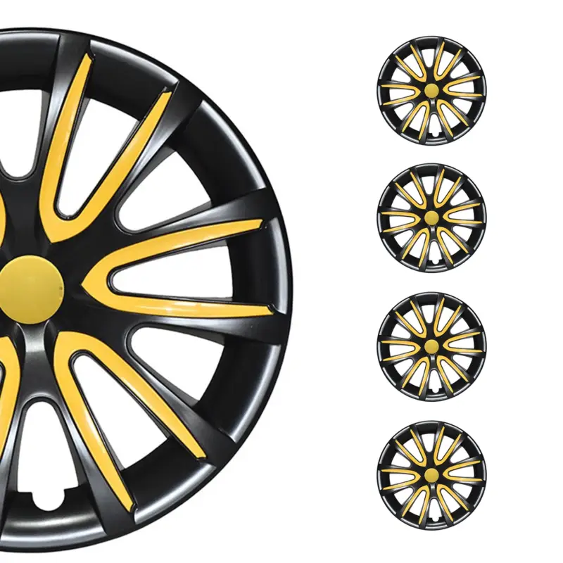 Solange Der Vorrat Reicht 4x Radblenden Radkappen Radzierblenden für 16" Zoll Stahlfelgen Schwarz Gelb