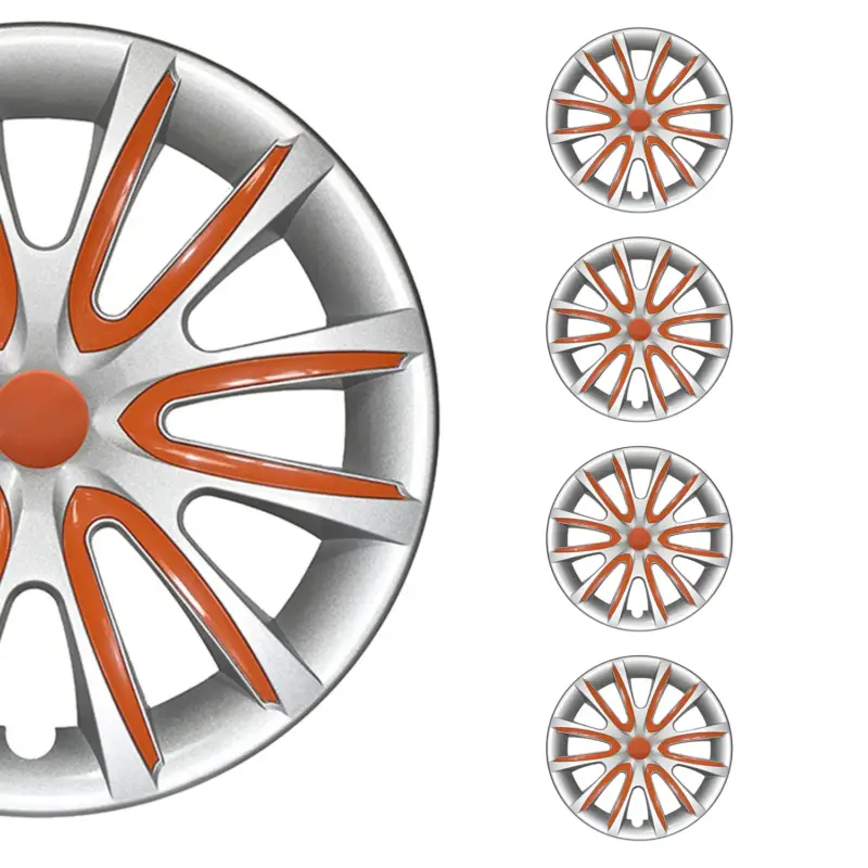 4x Radblenden Radkappen Radzierblenden für 14" Zoll Stahlfelgen Grau Orange Jetzt Kaufen