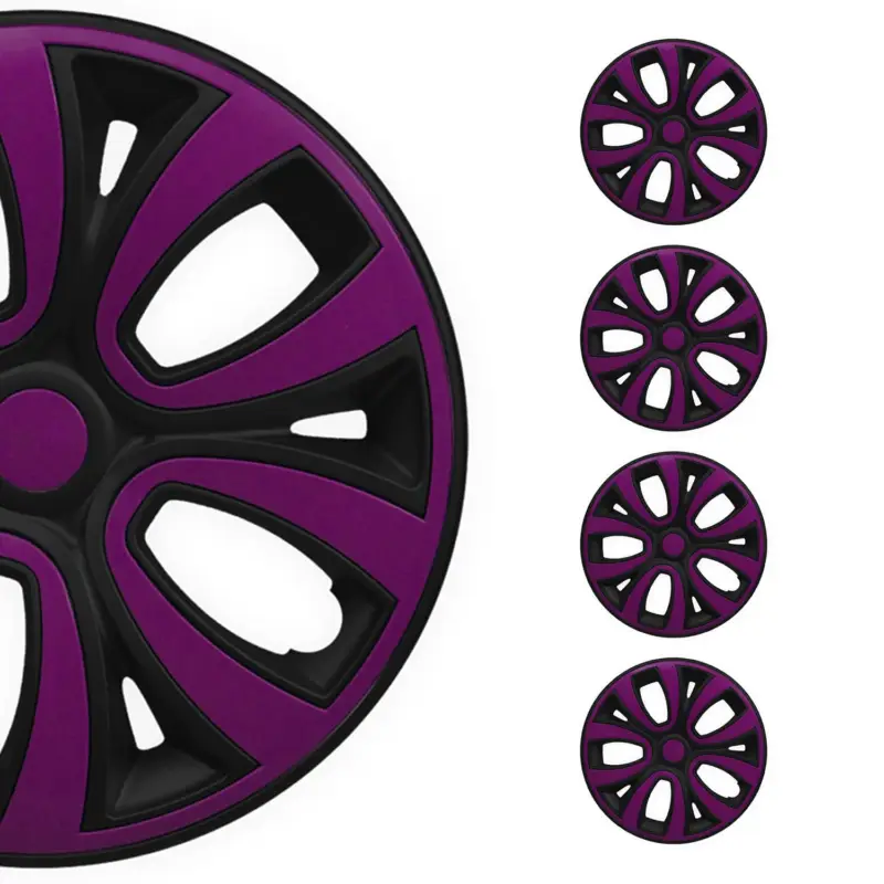4x Radblenden Radzierblenden Radkappen 15" Zoll Stahlfelgen Schwarz-Lila Sichere Zahlung
