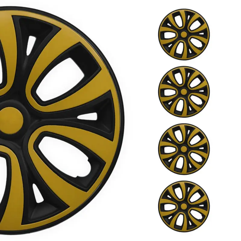 Versand Am Gleichen Tag 4x Radkappen Radzierblenden Radblenden für 15" Zoll Stahlfelgen Schwarz Gelb