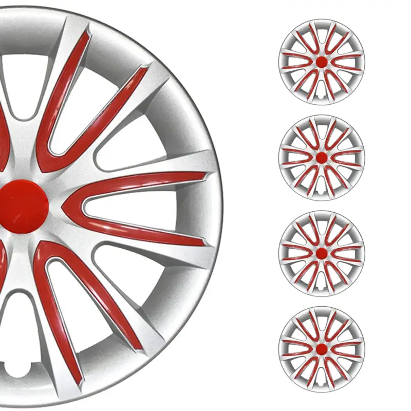 Wochenendangebot 4x Radblenden Radkappen Radzierblenden für 16" Zoll Stahlfelgen Grau Rot