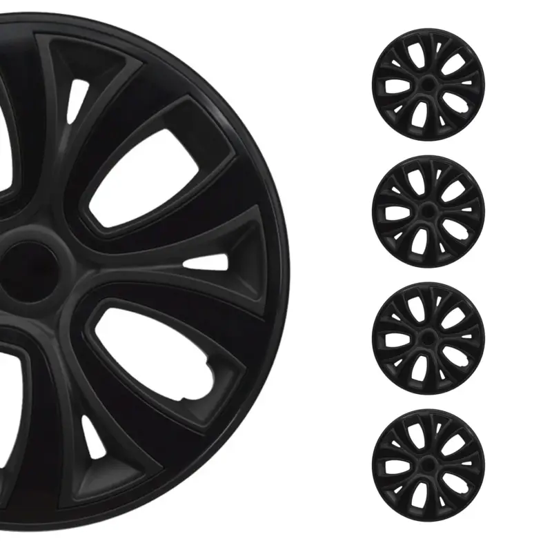 4x Radzierblenden Radblenden Radkappen für 14" Zoll Stahlfelgen Matt Schwarz Abverkauf