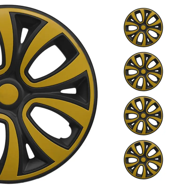 Günstig 4x Radzierblenden Radblenden Radkappen für 14" Zoll Stahlfelgen Gelb Schwarz
