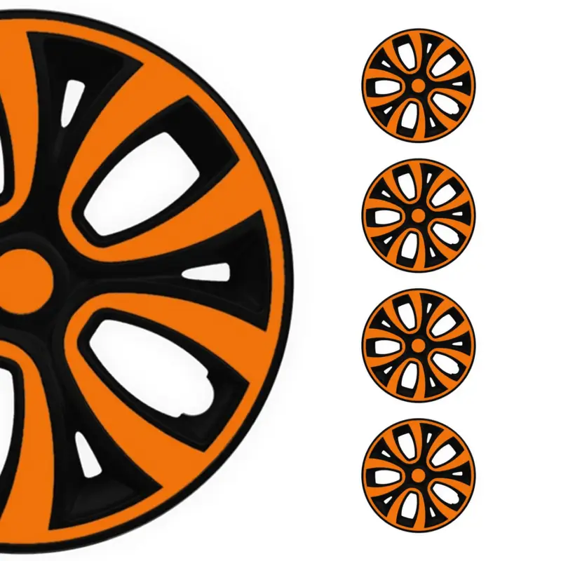 4x Radkappen Radzierblenden Radblenden 15" Zoll Stahlfelgen Schwarz Orange Knallerangebot