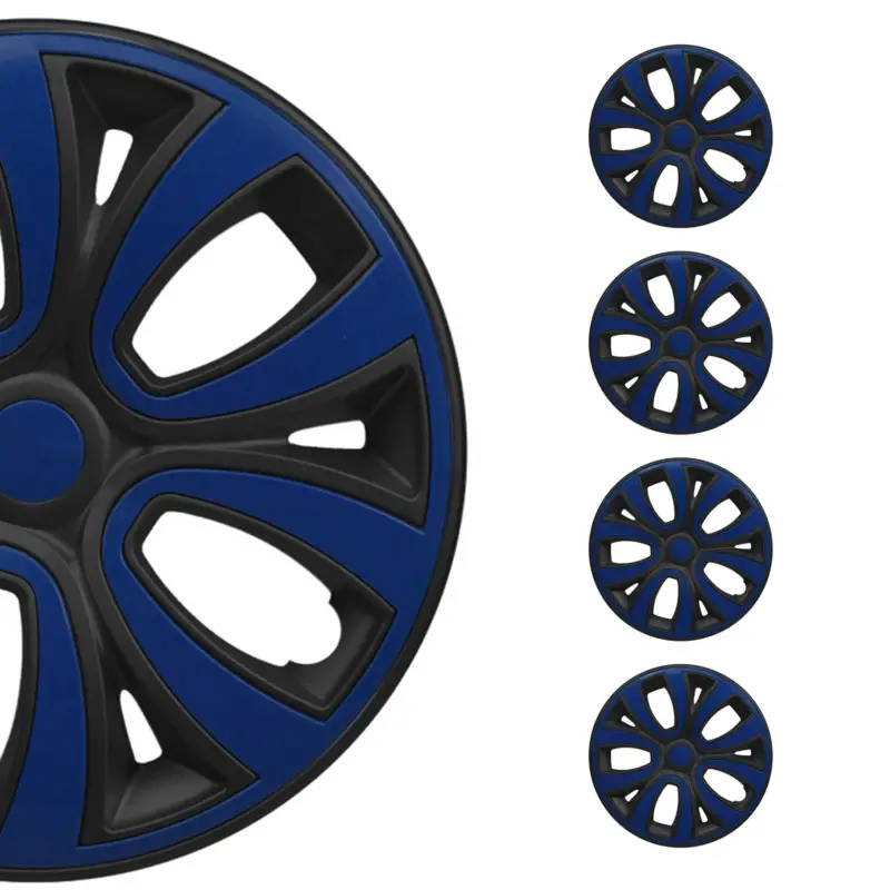 Highlight 4x Radblenden Radkappen Radzierblenden 16" Zoll Stahlfelgen Schwarz Dunkel Blau