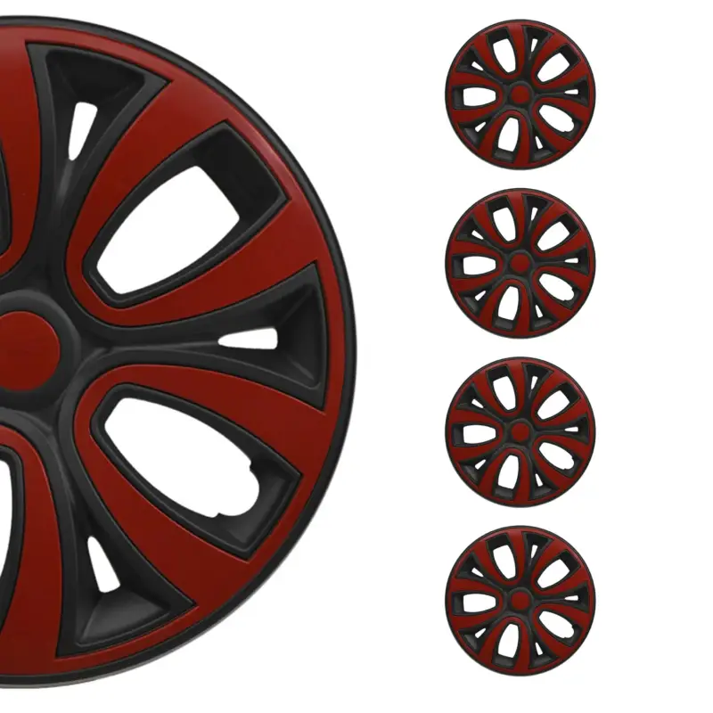 4 Stück Radblenden Radkappen Radzierblenden 16" Zoll Stahlfelgen Schwarz Rot Neuheit