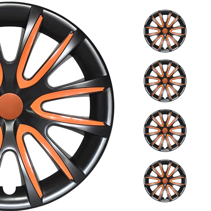 4x Radblenden Radkappen Radzierblenden 16" Zoll Stahlfelgen Schwarz Orange Mega-Angebot