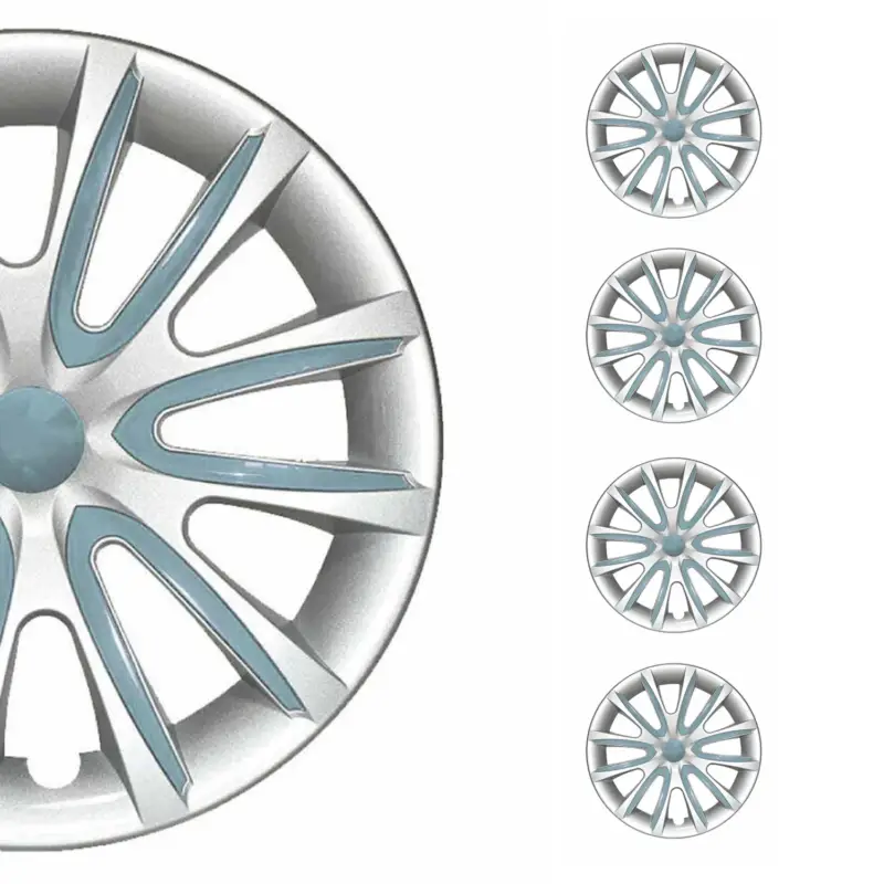 Ausverkauf 4x Radblenden Radkappen Radzierblenden für 14" Zoll Stahlfelgen Grau Hell Blau