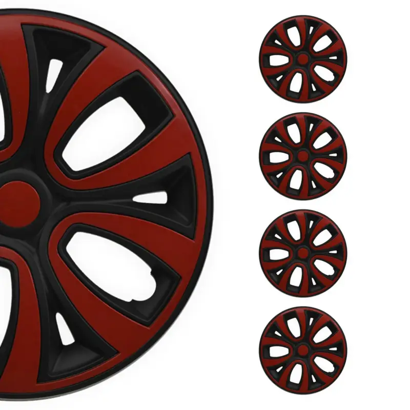 Schnäppchen 4x Radblenden Radzierblenden Radkappen 15" Zoll Stahlfelgen Schwarz-Rot