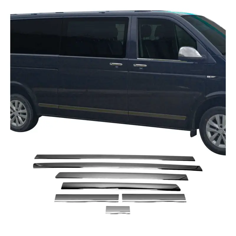 Billig Seitentürleiste für VW T6 T6.1 alle 2015-2024 Einzelschibetür L2 Chrom Dunkel 7x