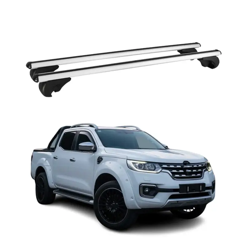 Dachträger Grundtäger für Renault Alaskan 2017-2021 75kg Aluminium Silber 2 tlg Zertifiziert