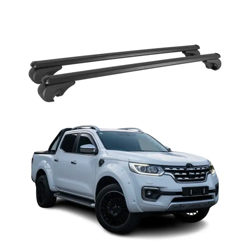 Dachträger Grundtäger für Renault Alaskan 2017-2021 75kg Aluminium Schwarz 2 tlg Neu