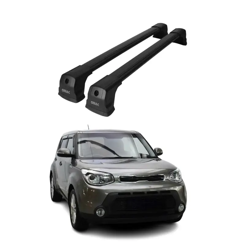 Dachträger Grundtäger für Kia Soul 2014-2019 75kg Aluminium Schwarz 2 tlg Bestseller
