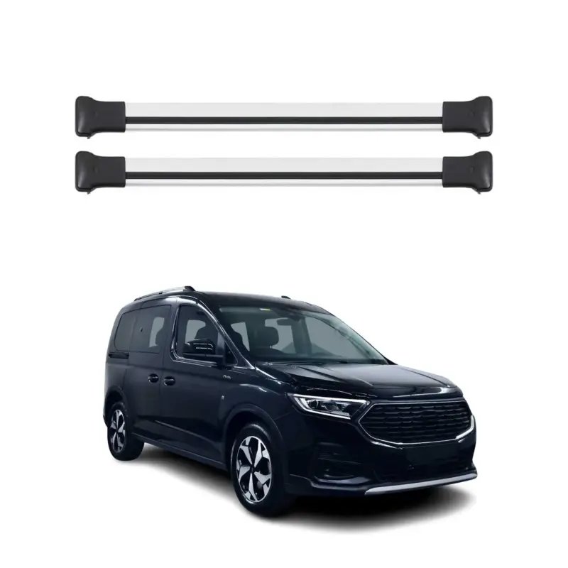 Garantierte Lieferung Dachträger Grundtäger für Ford Tourneo Connect 2021-2026 75kg Alu Grau 2 tlg
