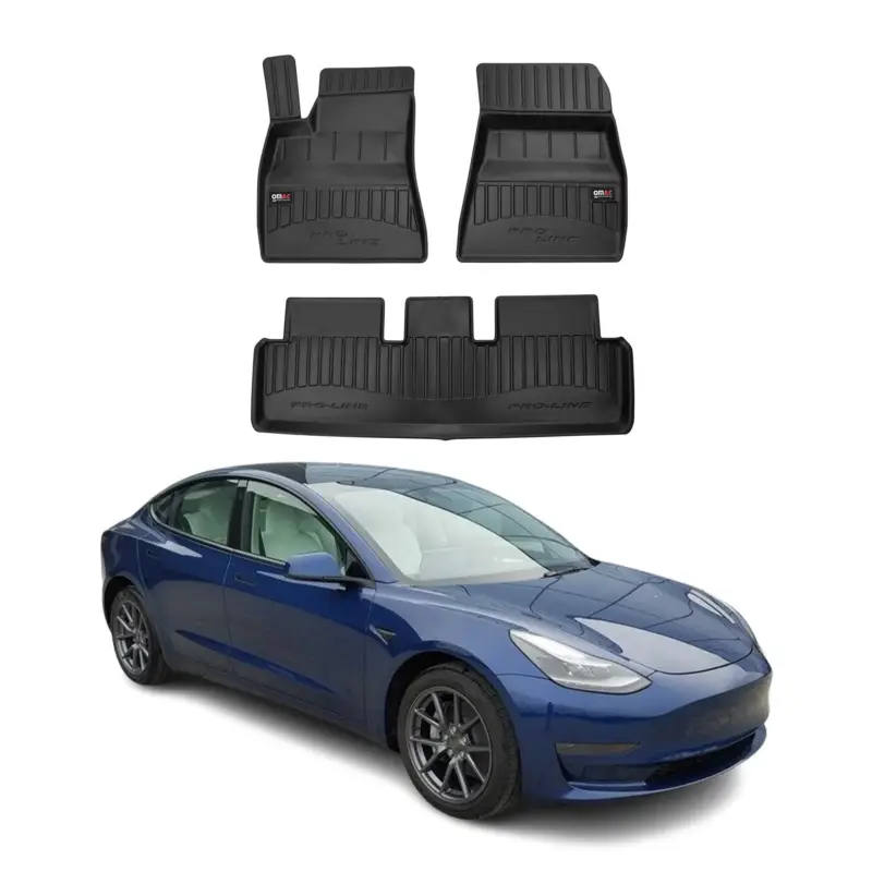 OMAC Gummi Fußmatten für Tesla Model 3 2017-2024 Premium TPE Automatten 3tlg Jetzt Kaufen
