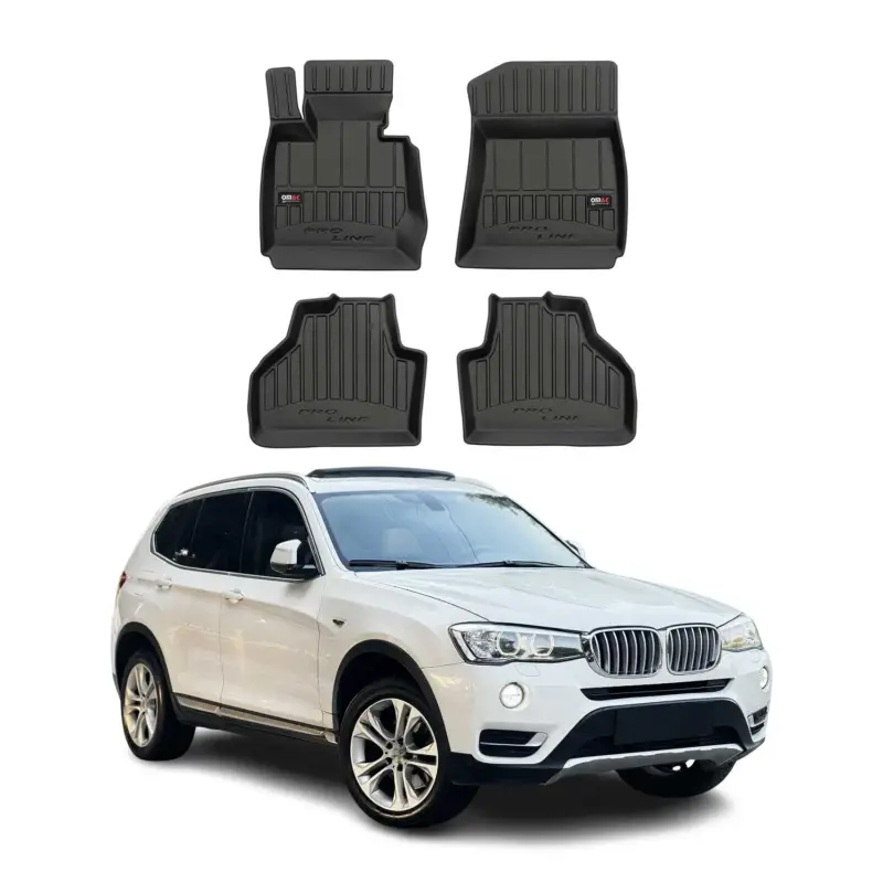 Billig OMAC Gummi Fußmatten für BMW X3 F25 2010-2017 Premium TPE Automatten Schwarz 4x