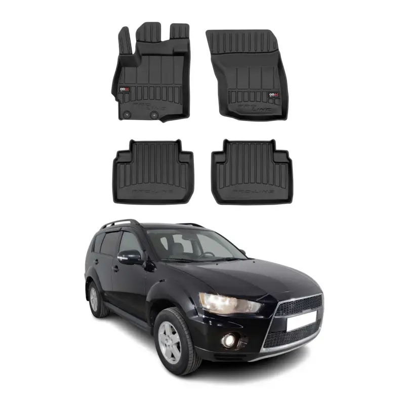 Solange Der Vorrat Reicht OMAC Gummi Fußmatten für Mitsubishi Outlander 2006-2021 Premium Gummi Schwarz 4x