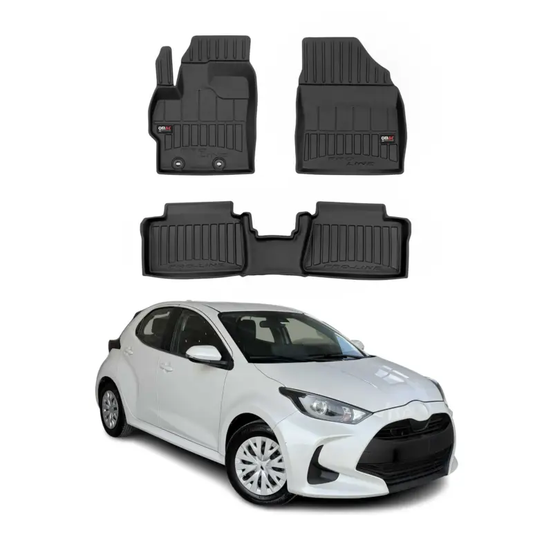 Aktuell OMAC Gummi Fußmatten für Toyota Yaris Hybrid 2020-2026 Premium Gummi Schwarz 3x