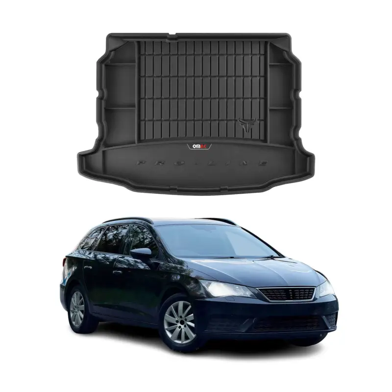 Online Kaufen OMAC Gummi Kofferraumwanne für Seat Leon 2012-2020 TPE Laderaumwanne Schwarz