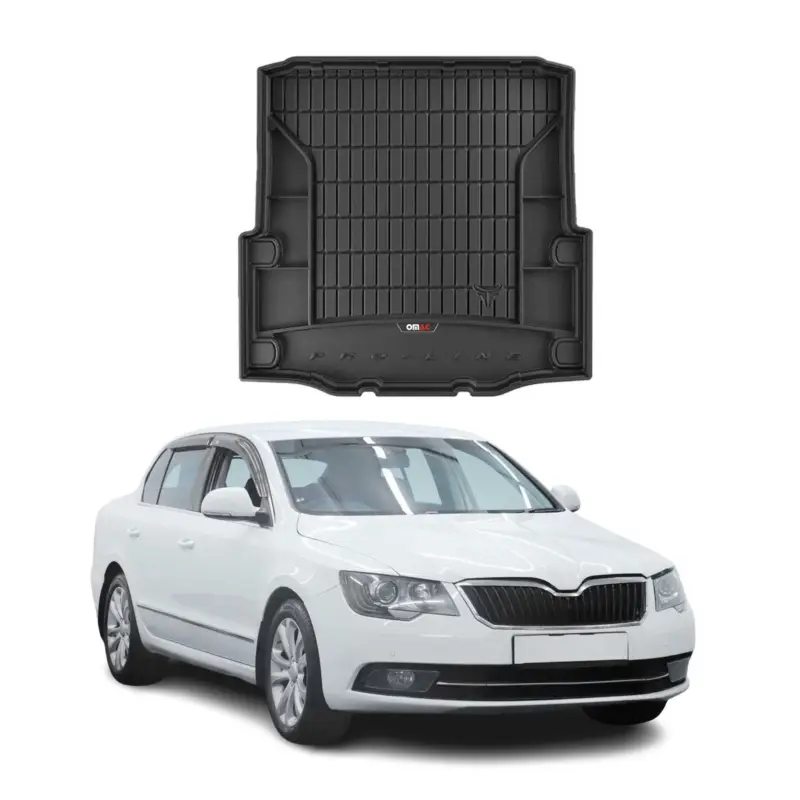 Versand Am Gleichen Tag OMAC Gummi Kofferraumwanne für Skoda Superb 2008-2015 TPE Laderaumwanne Schwarz