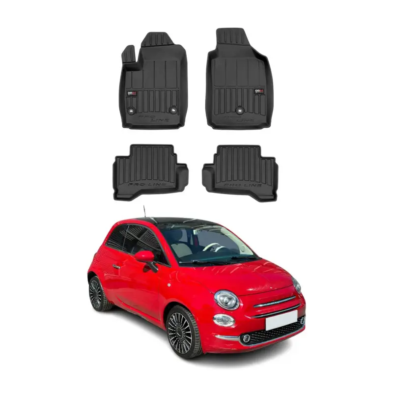 Billig OMAC Gummi Fußmatten für Fiat 500 2013-2019 Premium TPE 3D Automatten Schwarz 4x