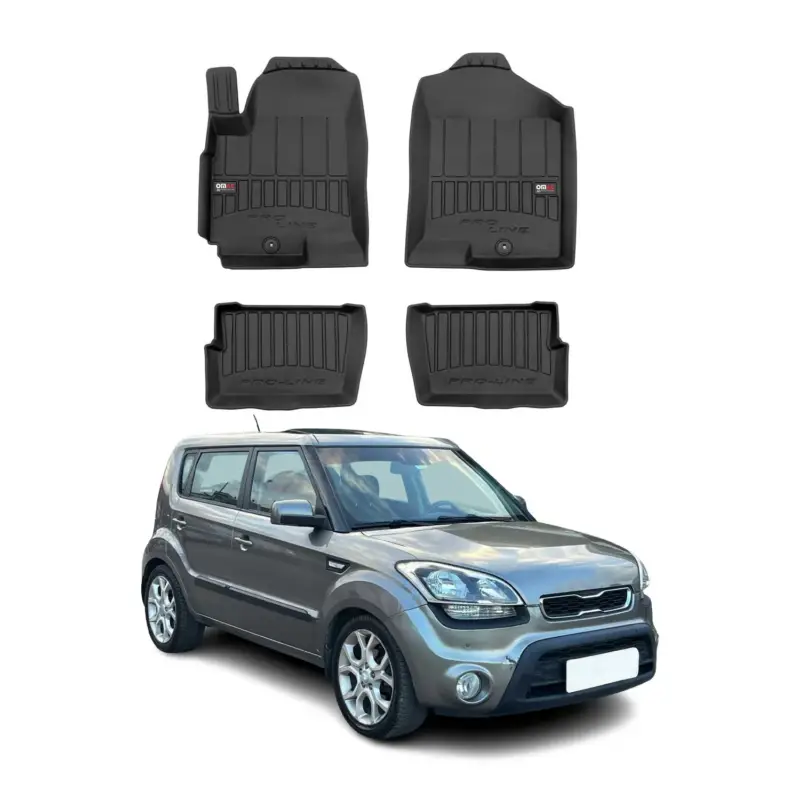 OMAC Gummi Fußmatten für Kia Soul 2009-2013 Premium TPE 3D Automatten Schwarz 4x Finale Aktion