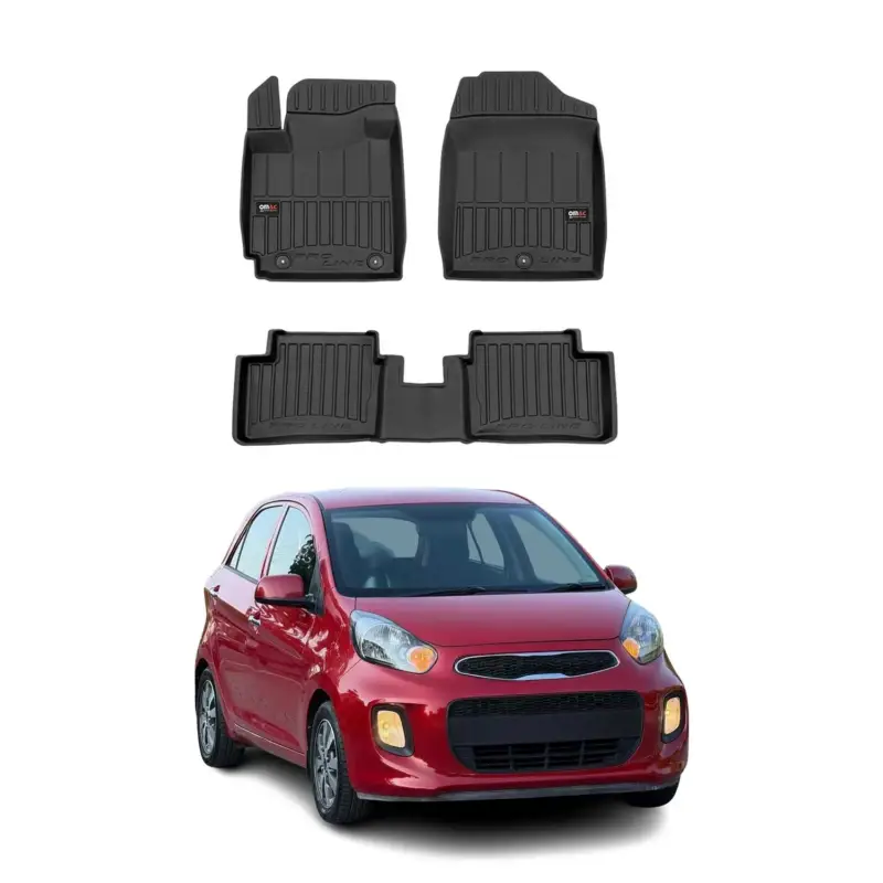Zertifiziert OMAC Gummi Fußmatten für Kia Picanto 2011-2017 Premium TPE Automatten Schwarz 3x