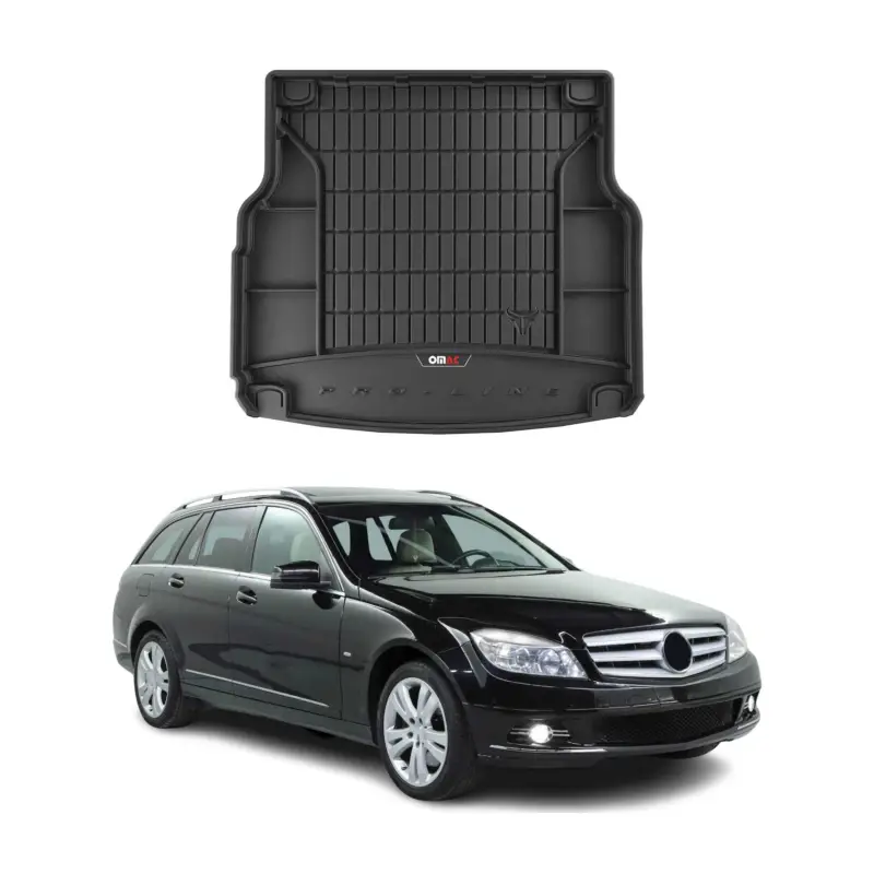 Solange Der Vorrat Reicht OMAC Gummi Kofferraumwanne für Mercedes C Klasse S204 2007-2014 TPE Schwarz