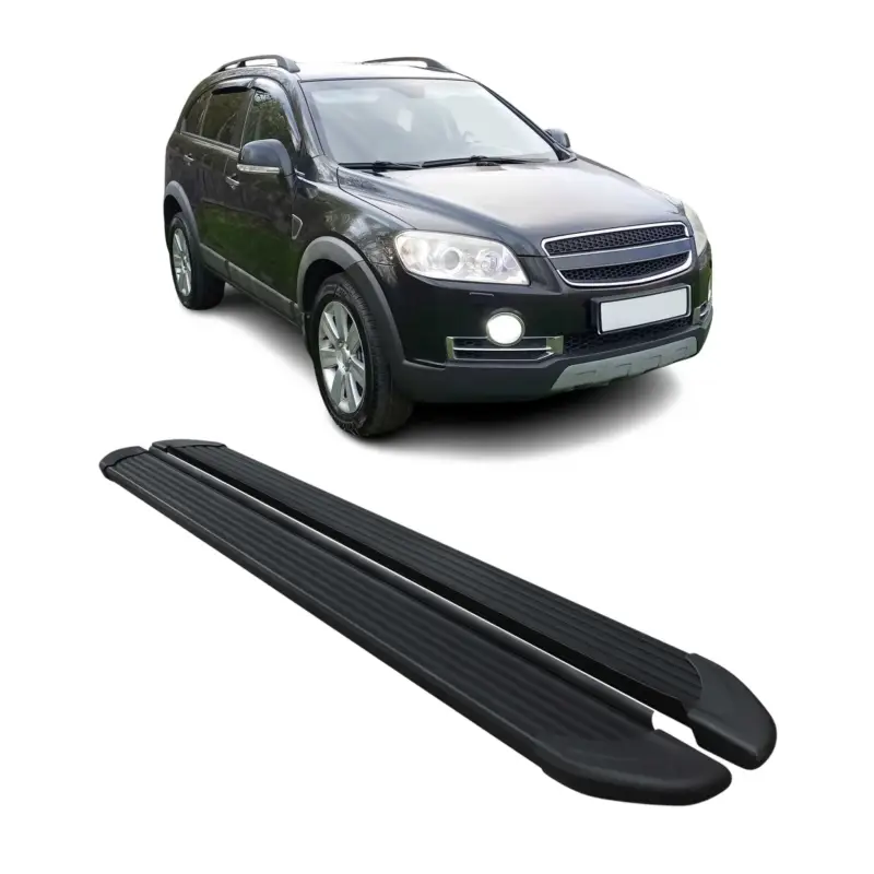Zertifiziert Seitenschweller Trittbretter Schweller für Chevrolet Captiva 2006-19 Alu Schwarz