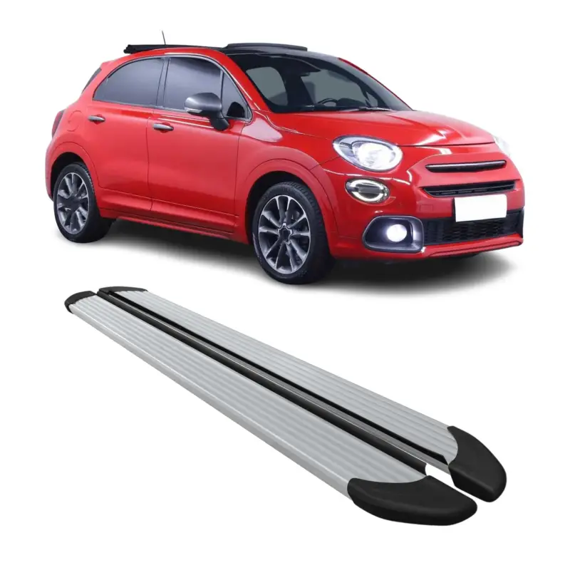 Begrenztes Angebot Seitenschweller Trittbretter Schweller für Fiat 500X 2015-2026 Aluminium Silber