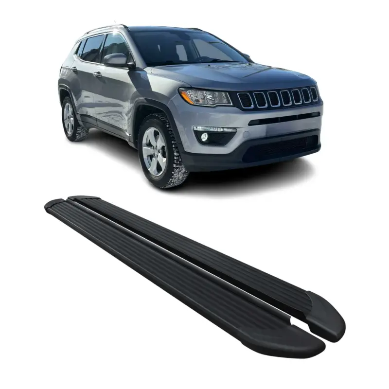 Billig Seitenschweller Trittbretter Schweller für Jeep Compass 2017-2024 Alu Schwarz