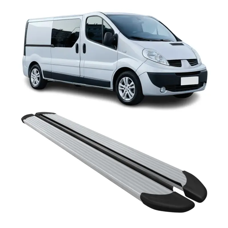 Abverkauf Seitenschweller Trittbretter Schweller für Opel Vivaro 2001-2014 L2 Alu Grau