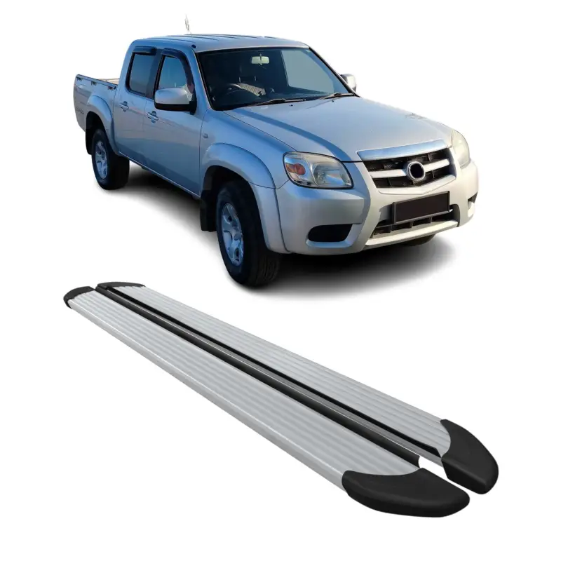 Aktuell Seitenschweller Trittbretter für Mazda BT-50 DoubleCab 2006-2014 Aluminium Grau