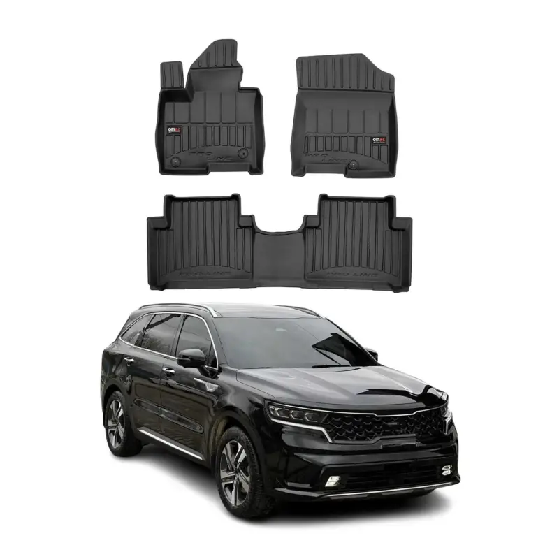 Neue Ware OMAC Gummi Fußmatten für Kia Sorento 2021-2026 Hybrid Premium Gummi Schwarz 3tlg
