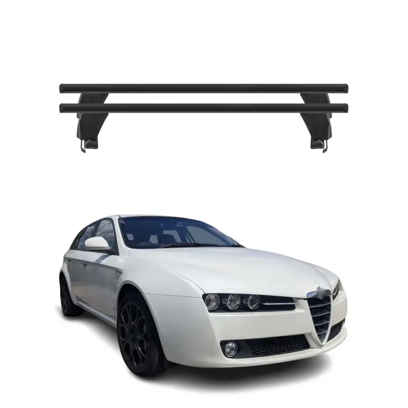 Menabo Dachträger für Alfa Romeo 159 Sportwagon 2005-2011 50kg Alu Schwarz 2x Angebot