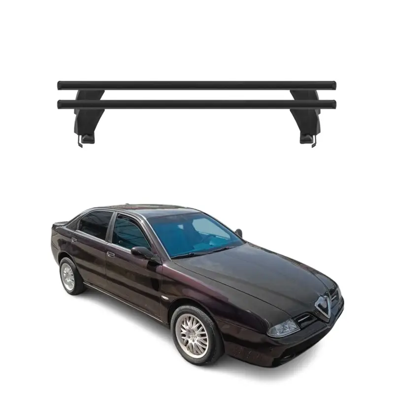 Echt Menabo Dachträger Grundtäger für Alfa Romeo 166 1998-2007 50kg Alu Schwarz 2 tlg