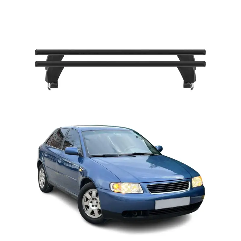 Preisreduziert Menabo Dachträger Grundtäger für Audi A3 8L1 1996-2003 5Tür 50kg Alu Schwarz 2x