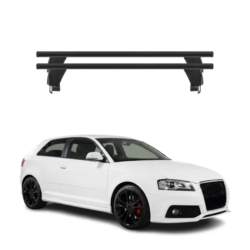 Billig Menabo Dachträger Grundtäger für Audi A3 8P 3tür 2003-2012 50kg Alu Schwarz 2x